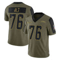Parkc LA.Chargers #76 Joe Alt Player Olive Salute To Service Limited Game Stitched Jerseys