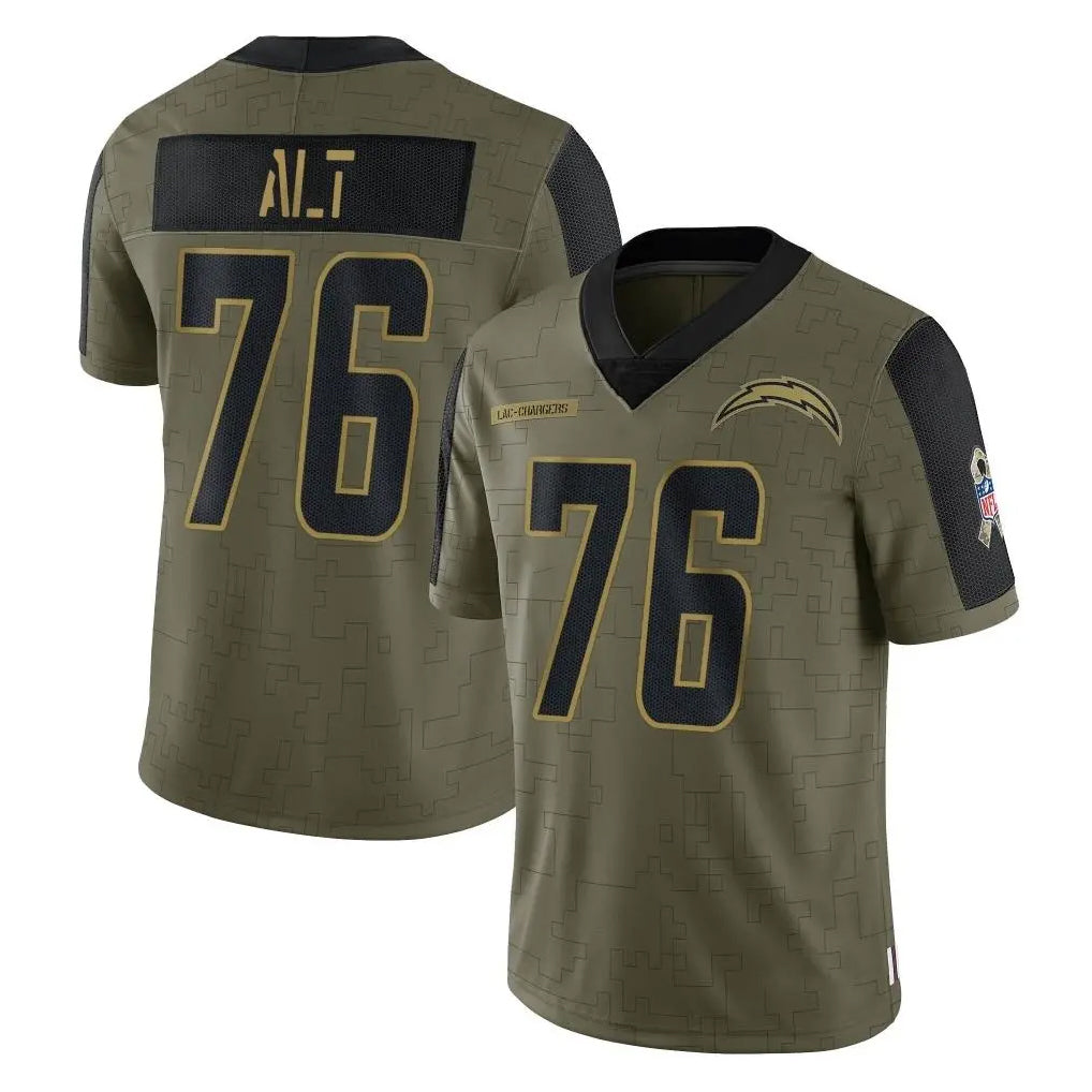 Parkc LA.Chargers #76 Joe Alt Player Olive Salute To Service Limited Game Stitched Jerseys