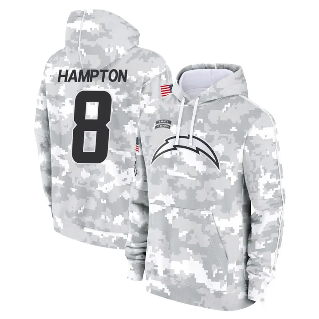 Parkc LA.Chargers #8 Omarion Hampton Player Arctic Camo Salute to Service Hoodies Limited Game Stitched Jerseys