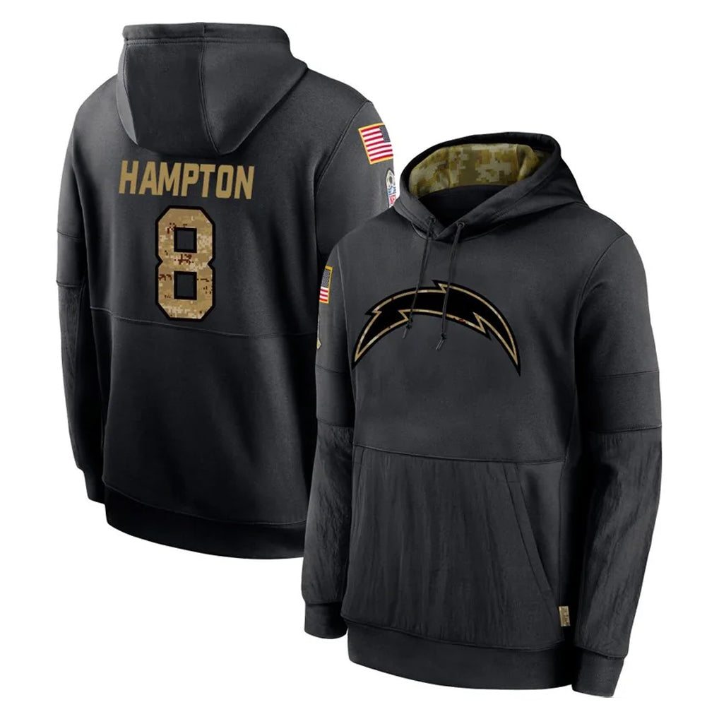 Parkc LA.Chargers #8 Omarion Hampton Player Black Salute to Service Hoodies Limited Game Stitched Jerseys