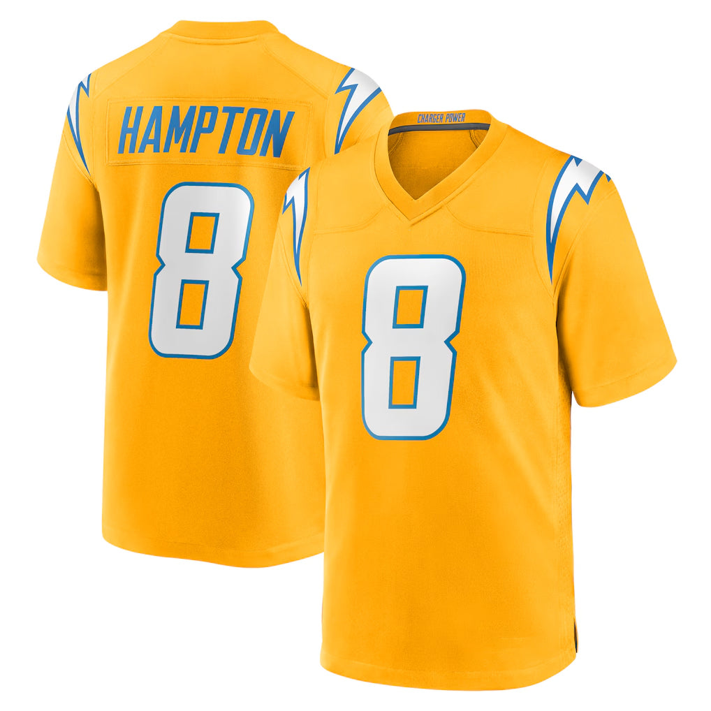 Parkc LA.Chargers #8 Omarion Hampton Player Gold Home Game Stitched Jerseys