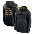Parkc LA.Chargers #93 Teair Tart Player Black Salute to Service Hoodies Limited Game Stitched Jerseys
