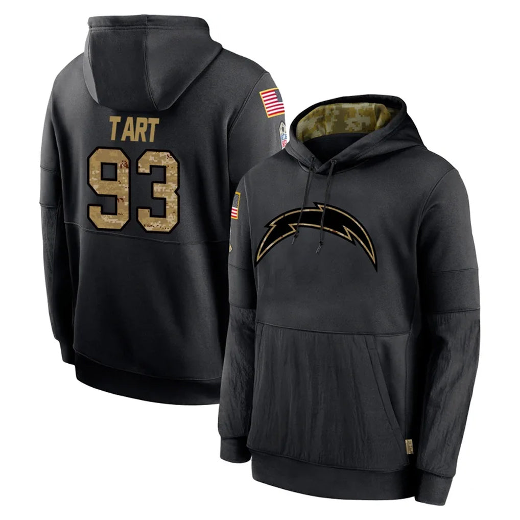 Parkc LA.Chargers #93 Teair Tart Player Black Salute to Service Hoodies Limited Game Stitched Jerseys