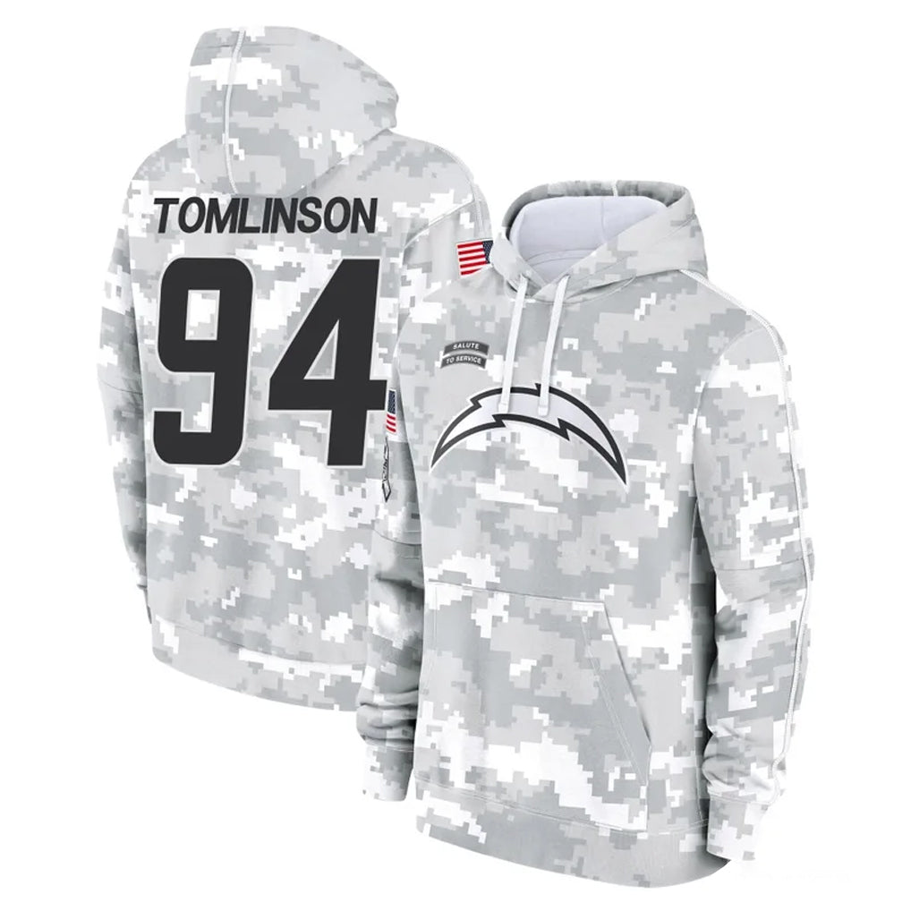 Parkc LA.Chargers #94 Dalvin Tomlinson Player Arctic Camo Salute to Service Hoodies Limited Game Stitched Jerseys