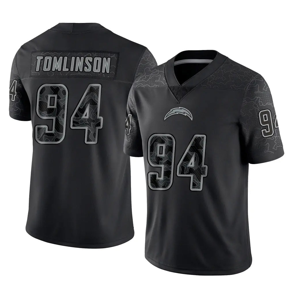 Parkc LA.Chargers #94 Dalvin Tomlinson Player Black Limited Reflective Home Game Stitched Jerseys