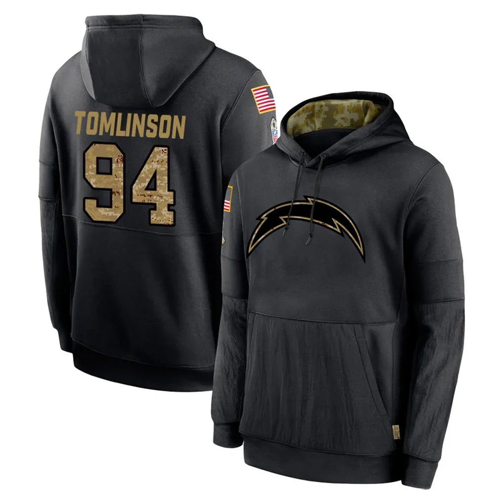 Parkc LA.Chargers #94 Dalvin Tomlinson Player Black Salute to Service Hoodies Limited Game Stitched Jerseys