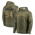 Parkc LA.Chargers #94 Dalvin Tomlinson Player Olive Salute to Service Pullover Hoodies Home Game Stitched Jerseys