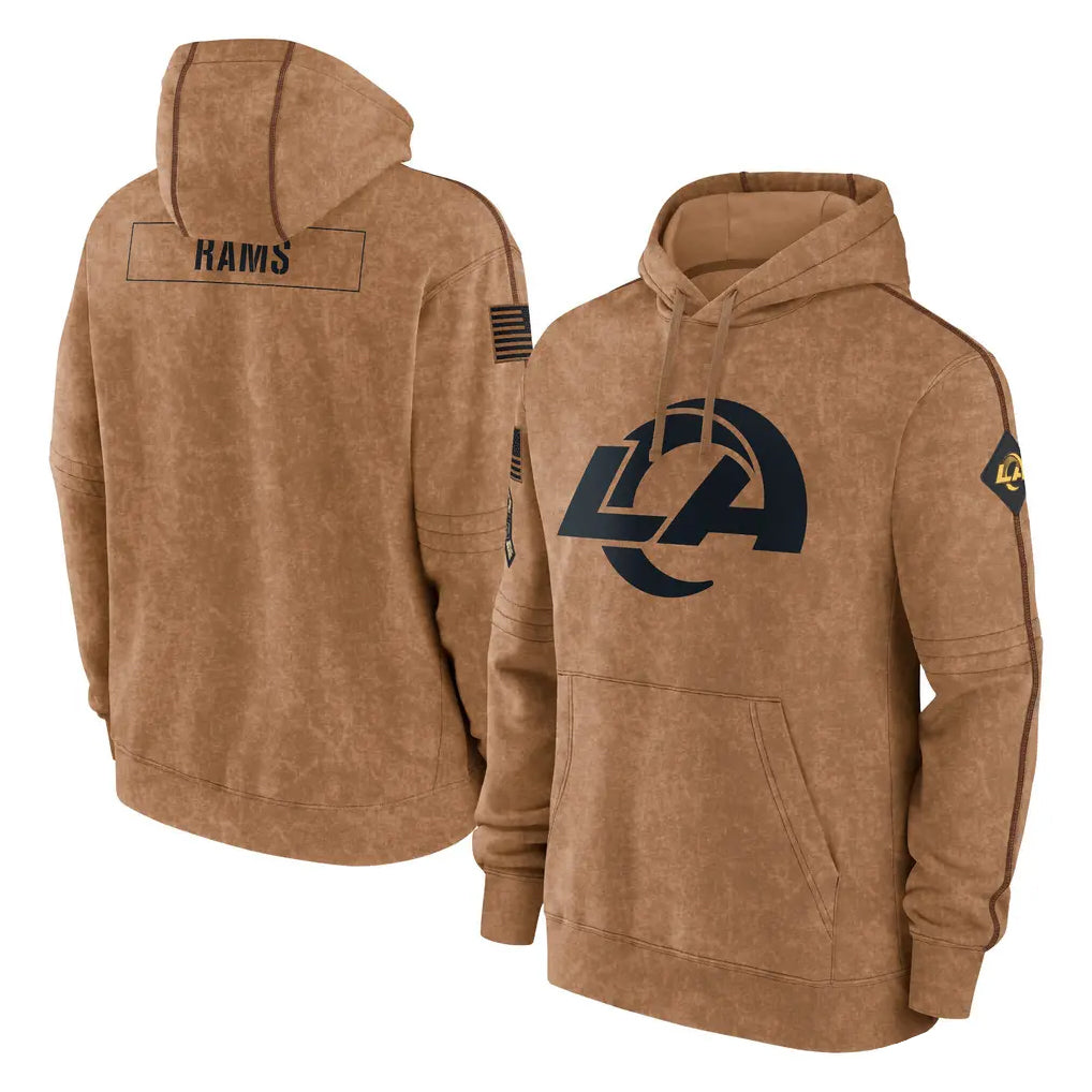 Parkc LA.Rams Brown Salute to Service Hoodies Limited Game Blank Player Stitched Jerseys