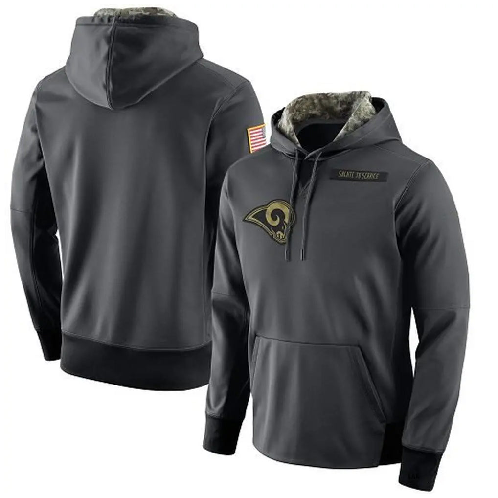 Parkc LA.Rams Gray Pullover Hoodie Limited Game Blank Player Stitched Jerseys