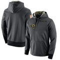 Parkc LA.Rams Gray Pullover Hoodie Limited Game Blank Player Stitched Jerseys