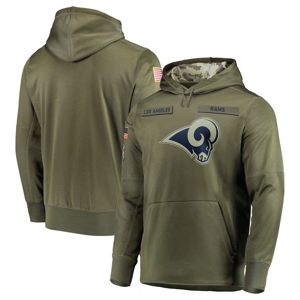 Parkc LA.Rams Olive Salute to Service Pullover Hoodies Home Game Blank Player Stitched Jerseys