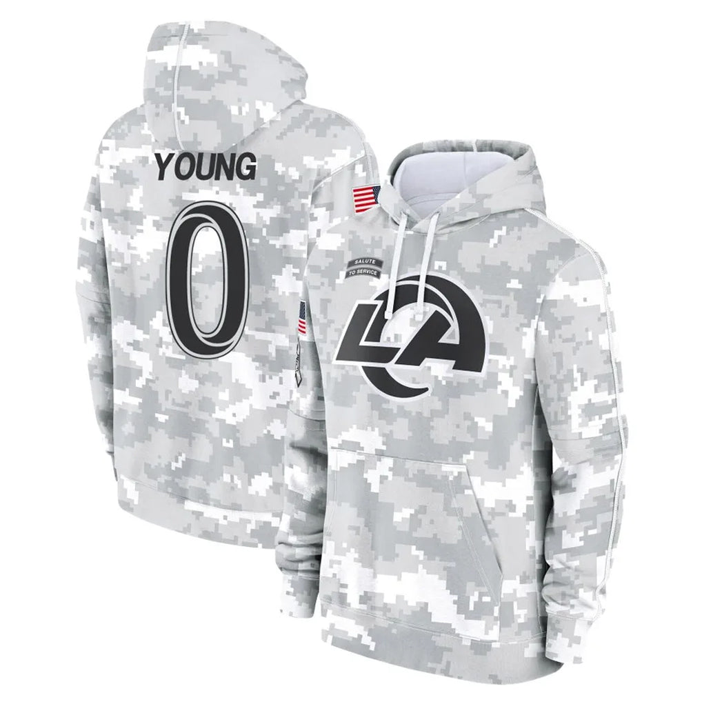 Parkc LA.Rams #0 Byron Young Player Arctic Camo Salute to Service Hoodies Limited Game Stitched Jerseys