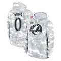 Parkc LA.Rams #0 Byron Young Player Arctic Camo Salute to Service Hoodies Limited Game Stitched Jerseys