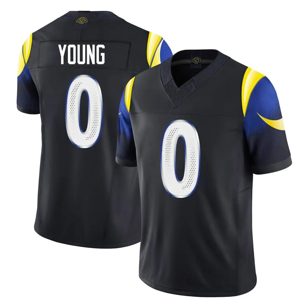 Parkc LA.Rams #0 Byron Young Player Black Midnight Rivalries Collection Limited Home Game Stitched Jerseys