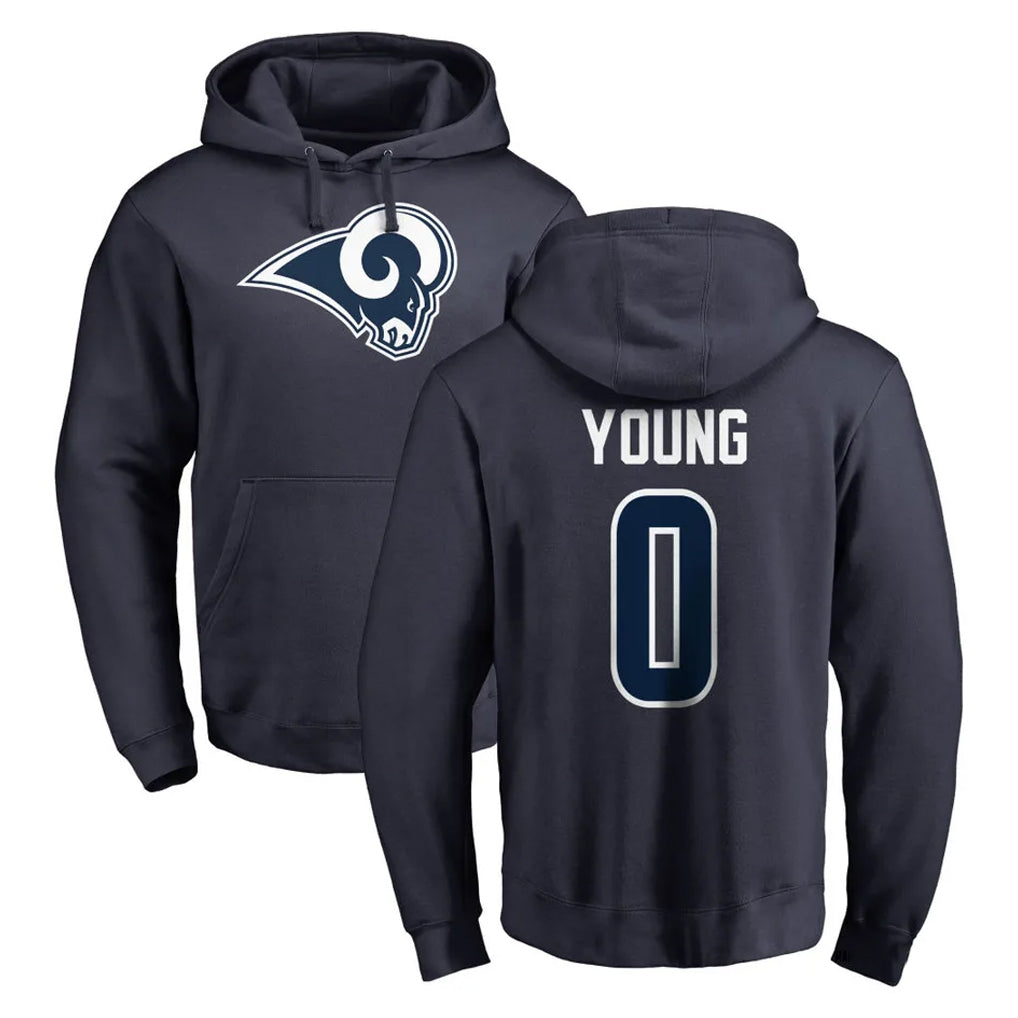 Parkc LA.Rams #0 Byron Young Player Navy Pullover Hoodie Limited Game Stitched Jerseys