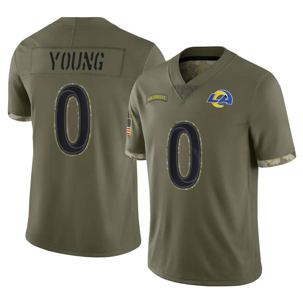 Parkc LA.Rams #0 Byron Young Player Olive Salute To Service Limited Stitched Jerseys