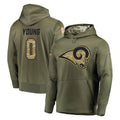 Parkc LA.Rams #0 Byron Young Player Olive Salute to Service Pullover Hoodies Home Game Stitched Jerseys