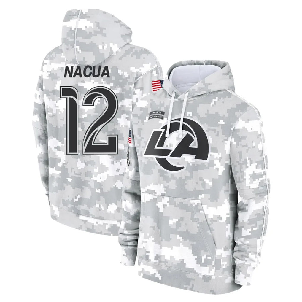 Parkc LA.Rams #12 Puka Nacua Player Arctic Camo Salute to Service Hoodies Limited Game Stitched Jerseys