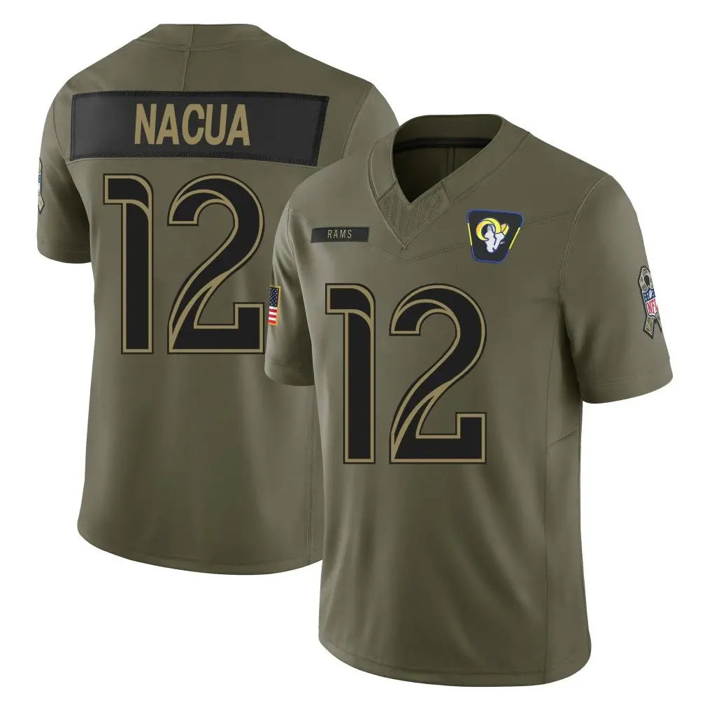 Parkc LA.Rams #12 Puka Nacua Player Olive 2025 Salute To Service Limited Game Stitched Jerseys