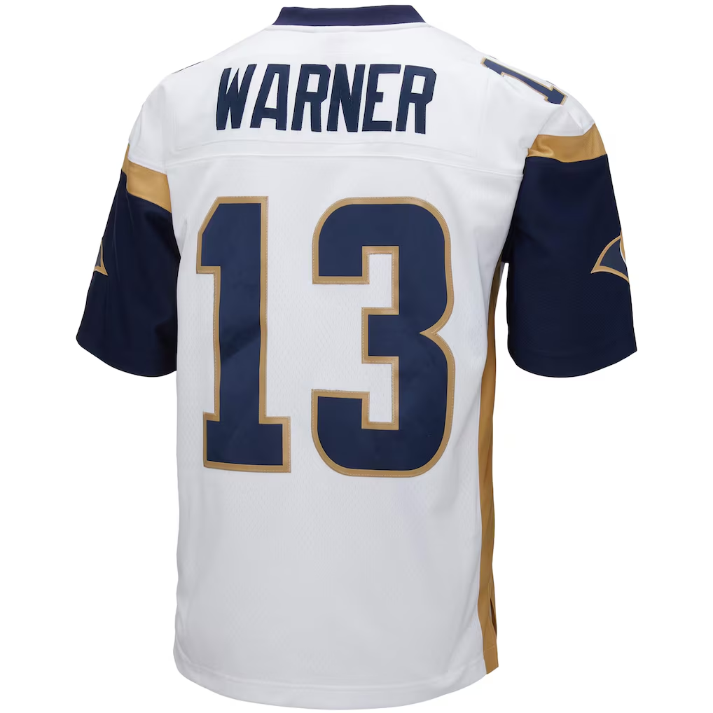 Parkc LA.Rams #13 Kurt Warner Mitchell & Ness White Big & Tall 2001 Retired Player Replica Stitched Puhic Jersey