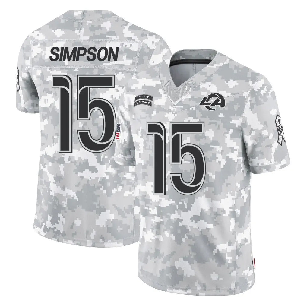 Parkc LA.Rams #15 Ty Simpson Player Arctic Camo Salute To Service Limited Game Stitched Jerseys