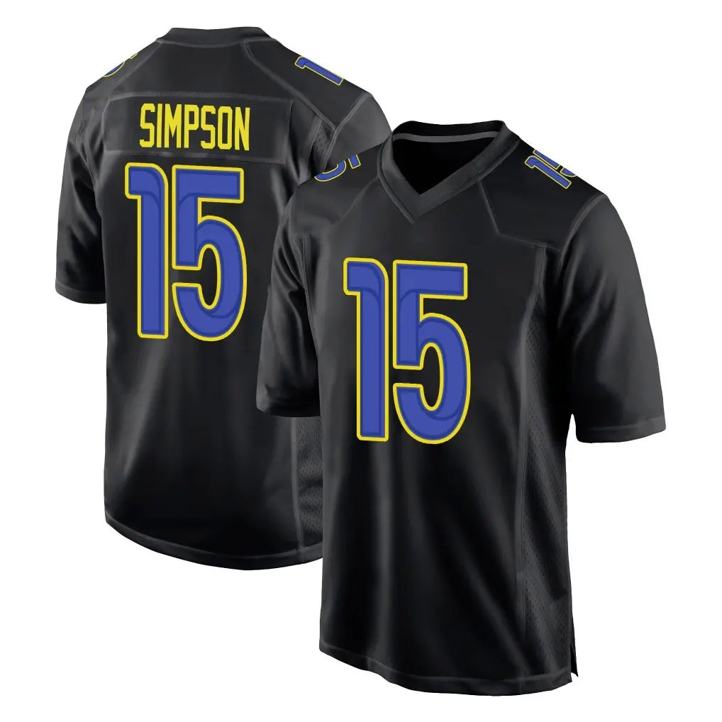 Parkc LA.Rams #15 Ty Simpson Player Black Fashion Limited Home Game Stitched Jerseys