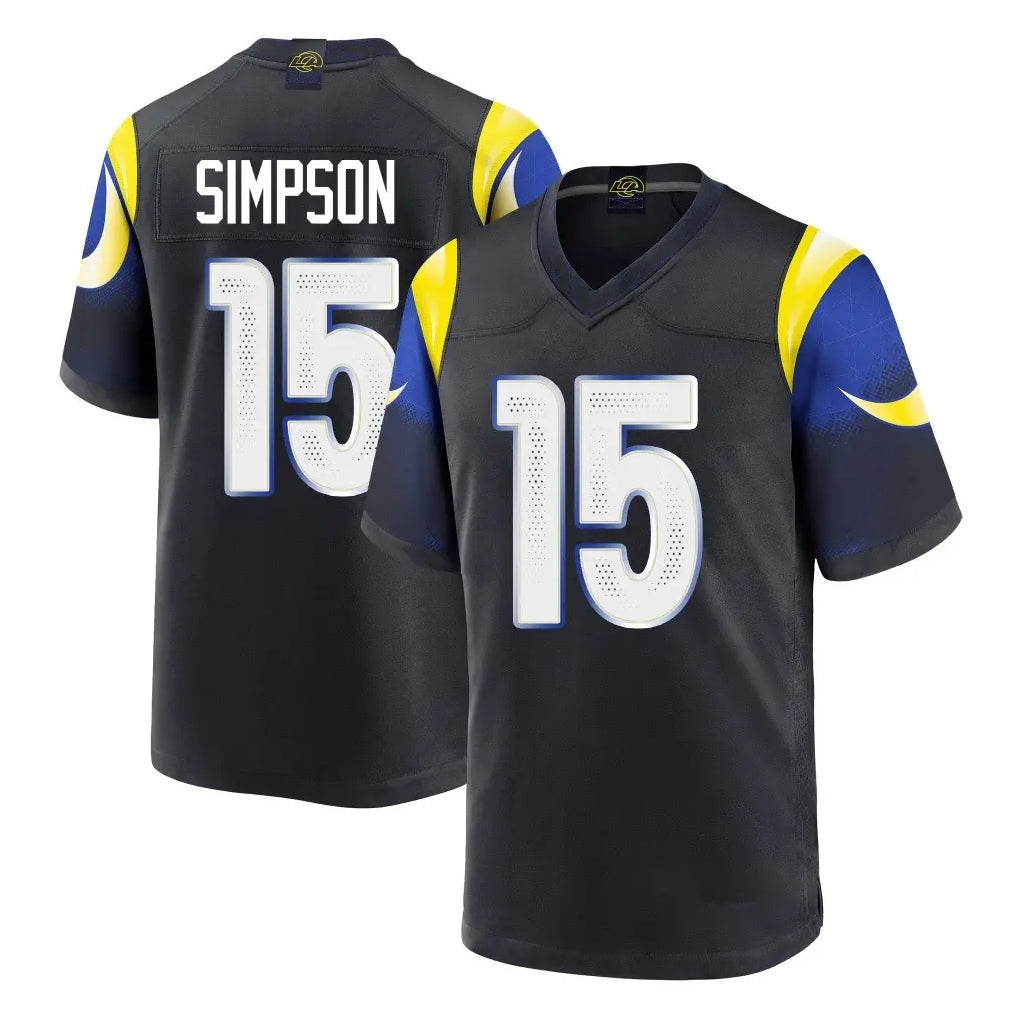Parkc LA.Rams #15 Ty Simpson Player Black Midnight Rivalries Collection Home Game Stitched Jerseys