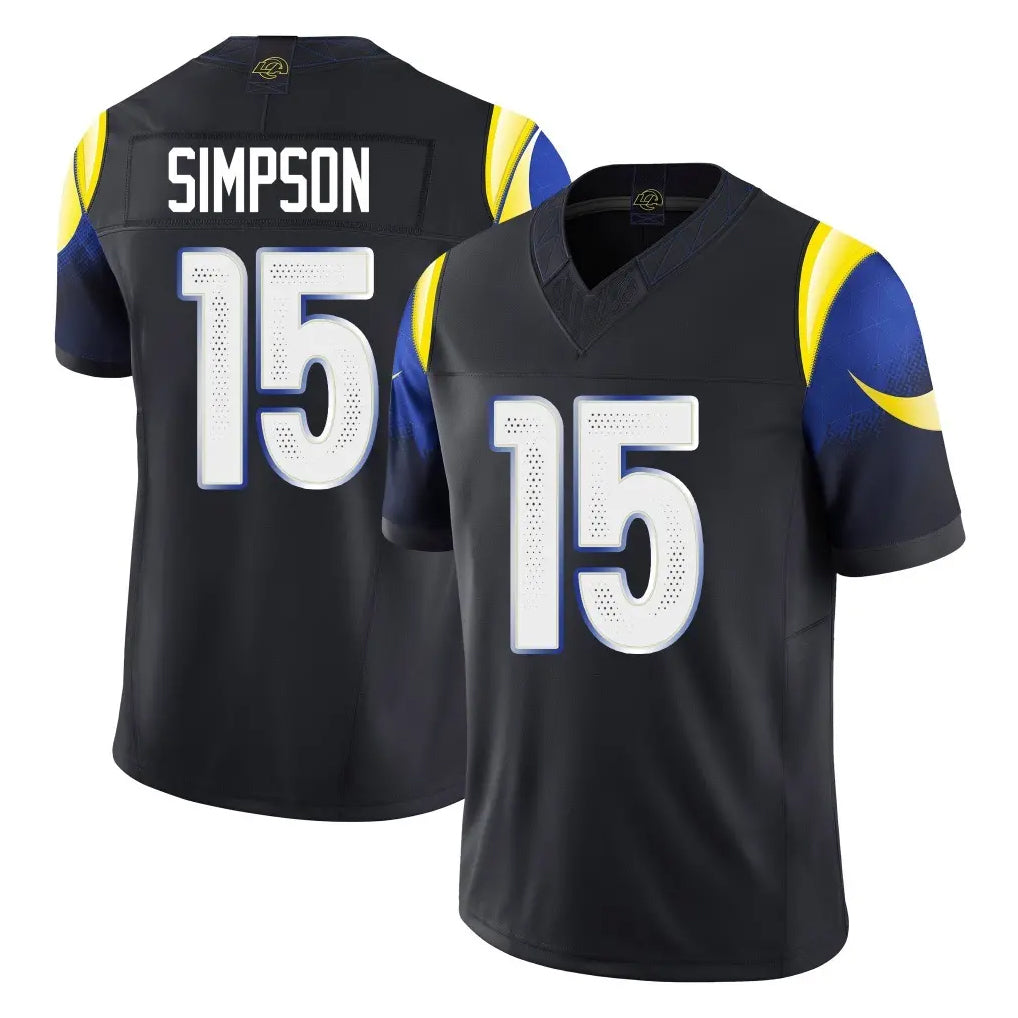Parkc LA.Rams #15 Ty Simpson Player Black Midnight Rivalries Collection Limited Home Game Stitched Jerseys