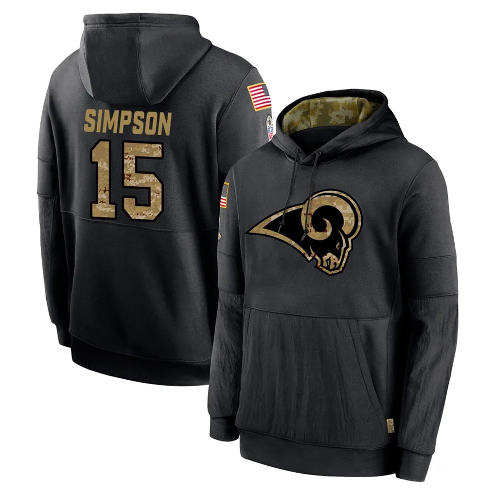 Parkc LA.Rams #15 Ty Simpson Player Black Salute to Service Hoodies Limited Game Stitched Jerseys