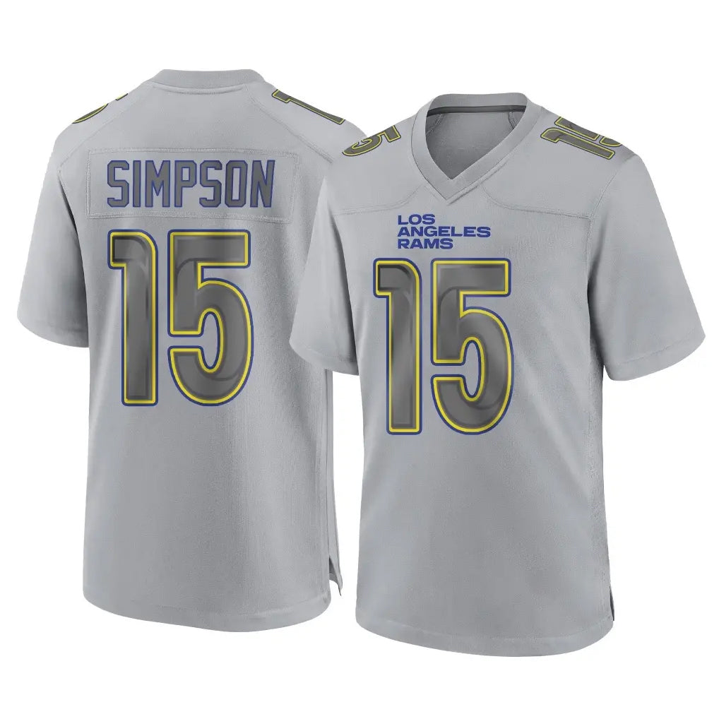 Parkc LA.Rams #15 Ty Simpson Player Gray Atmosphere Fashion Home Game Stitched Jerseys