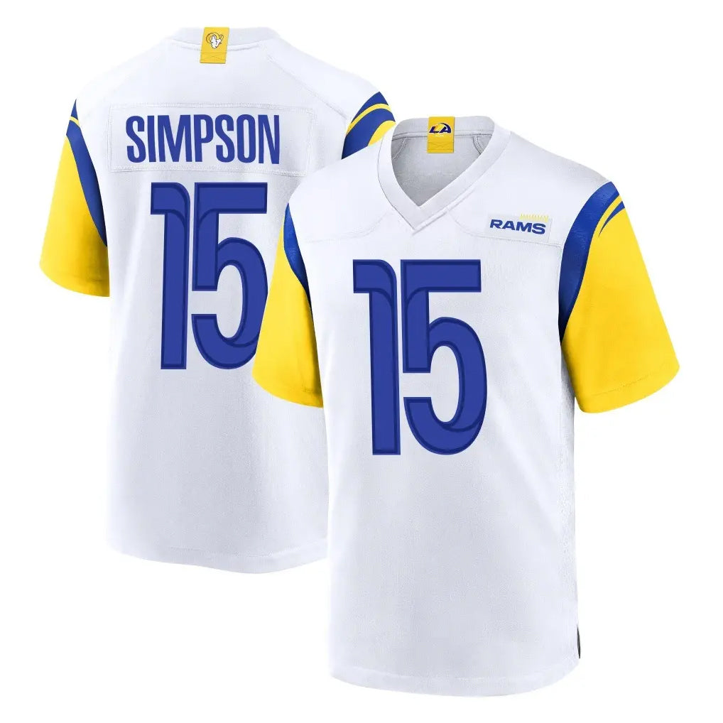 Parkc LA.Rams #15 Ty Simpson Player White Home Game Stitched Jerseys