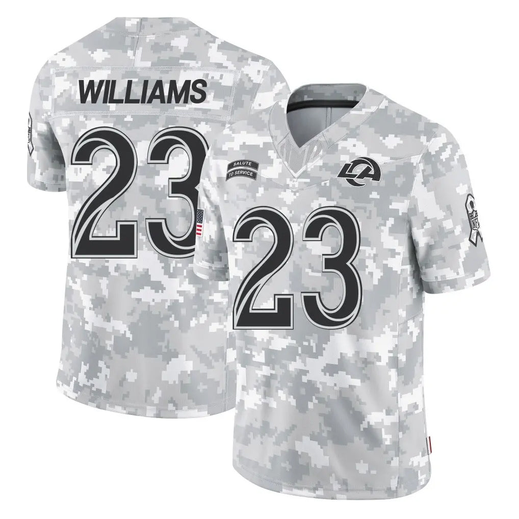 Parkc LA.Rams #23 Kyren Williams Player Arctic Camo Salute To Service Limited Game Stitched Jerseys