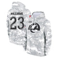Parkc LA.Rams #23 Kyren Williams Player Arctic Camo Salute to Service Hoodies Limited Game Stitched Jerseys