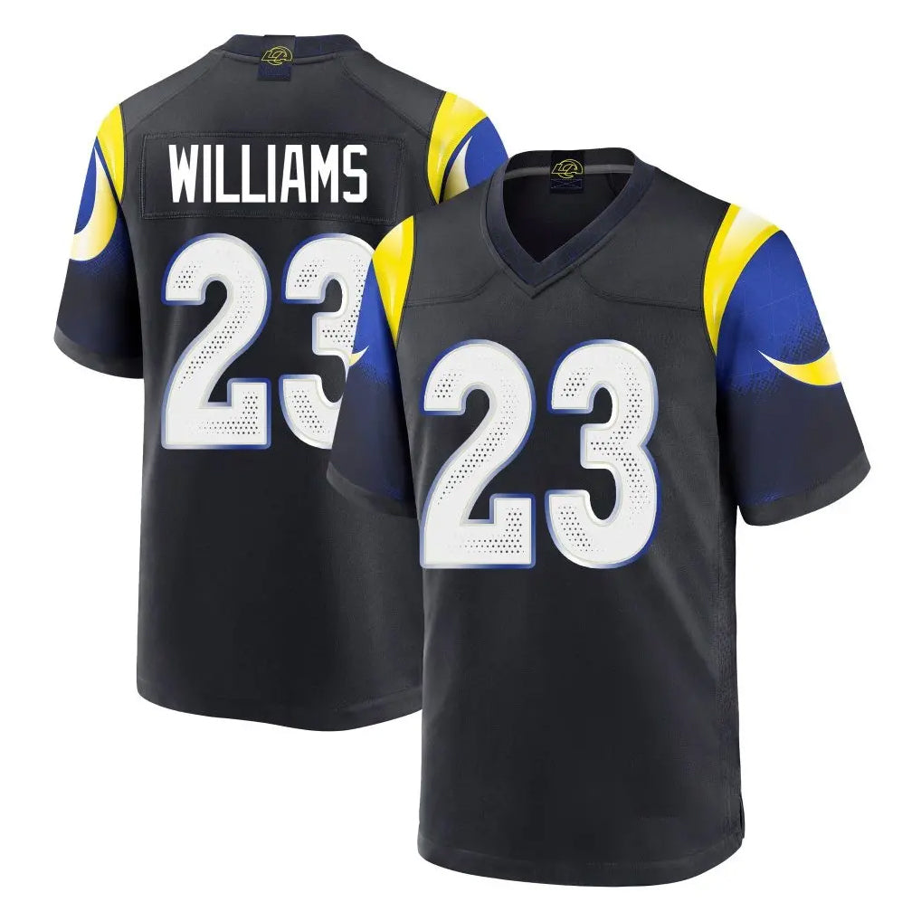 Parkc LA.Rams #23 Kyren Williams Player Black Midnight Rivalries Collection Home Game Stitched Jerseys