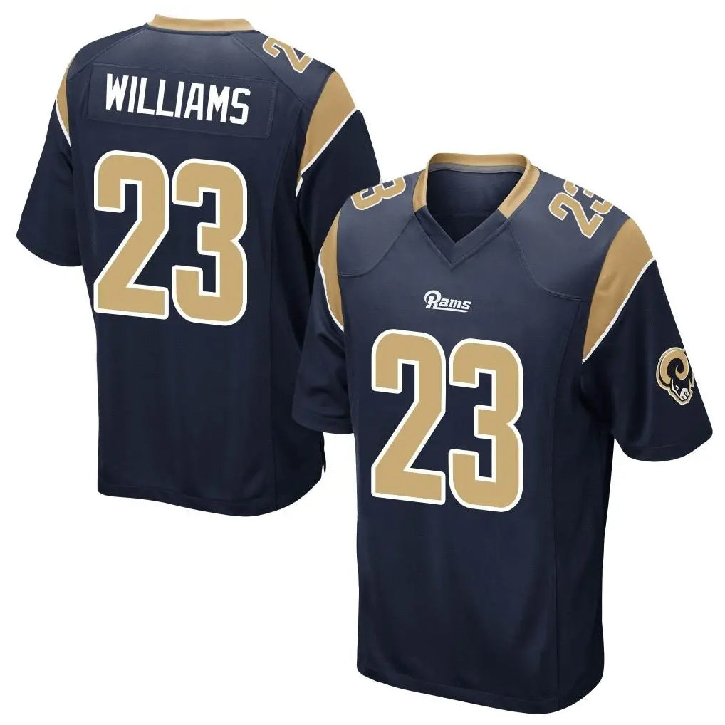Parkc LA.Rams #23 Kyren Williams Player Navy Home Game Stitched Jerseys