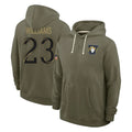 Parkc LA.Rams #23 Kyren Williams Player Olive Salute to Service Pullover Hoodies Limited Stitched Jerseys
