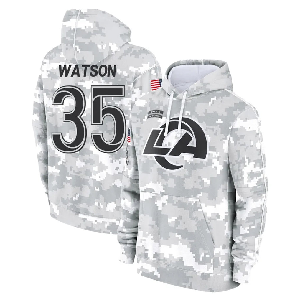 Parkc LA.Rams #35 Jaylen Watson Player Arctic Camo Salute to Service Hoodies Limited Game Stitched Jerseys
