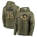 Parkc LA.Rams #35 Jaylen Watson Player Olive Salute to Service Pullover Hoodies Home Game Stitched Jerseys
