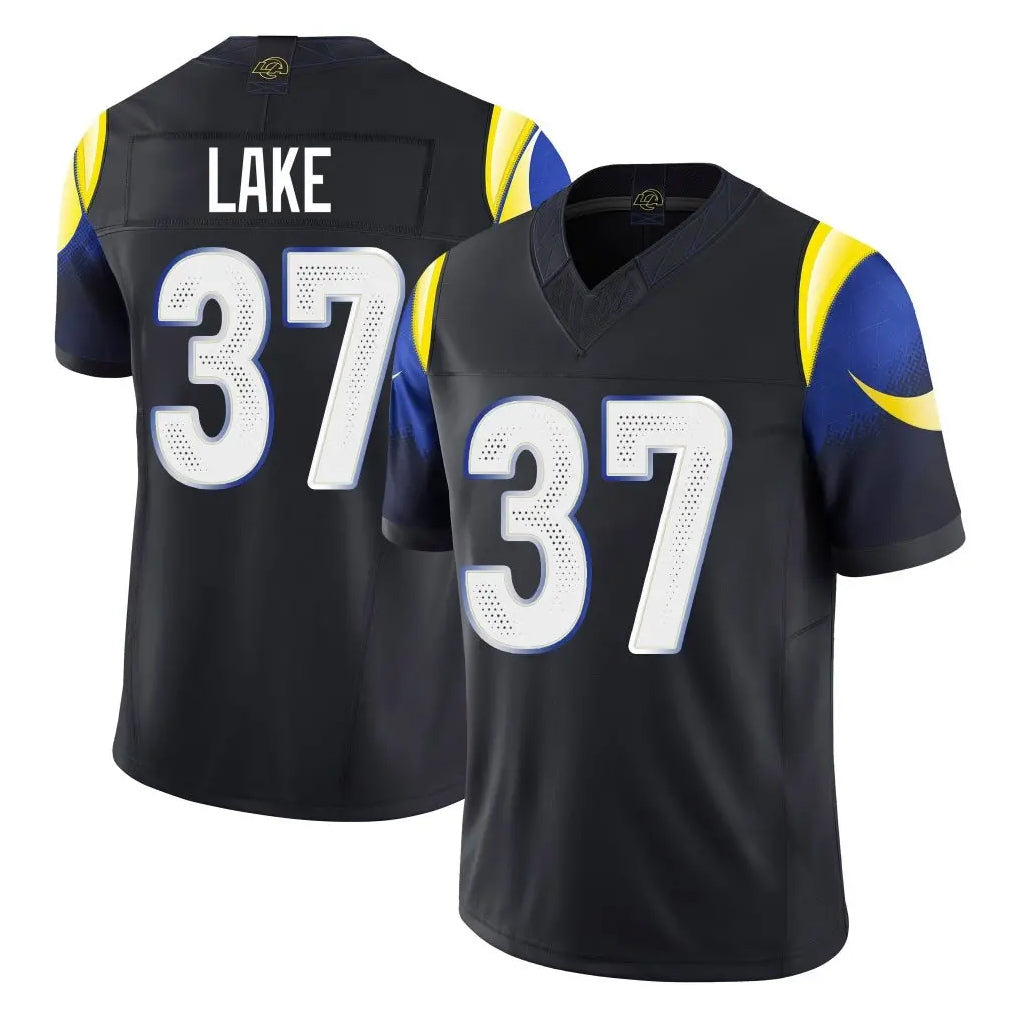 Parkc LA.Rams #37 Quentin Lake Player Black Midnight Rivalries Collection Limited Home Game Stitched Jerseys