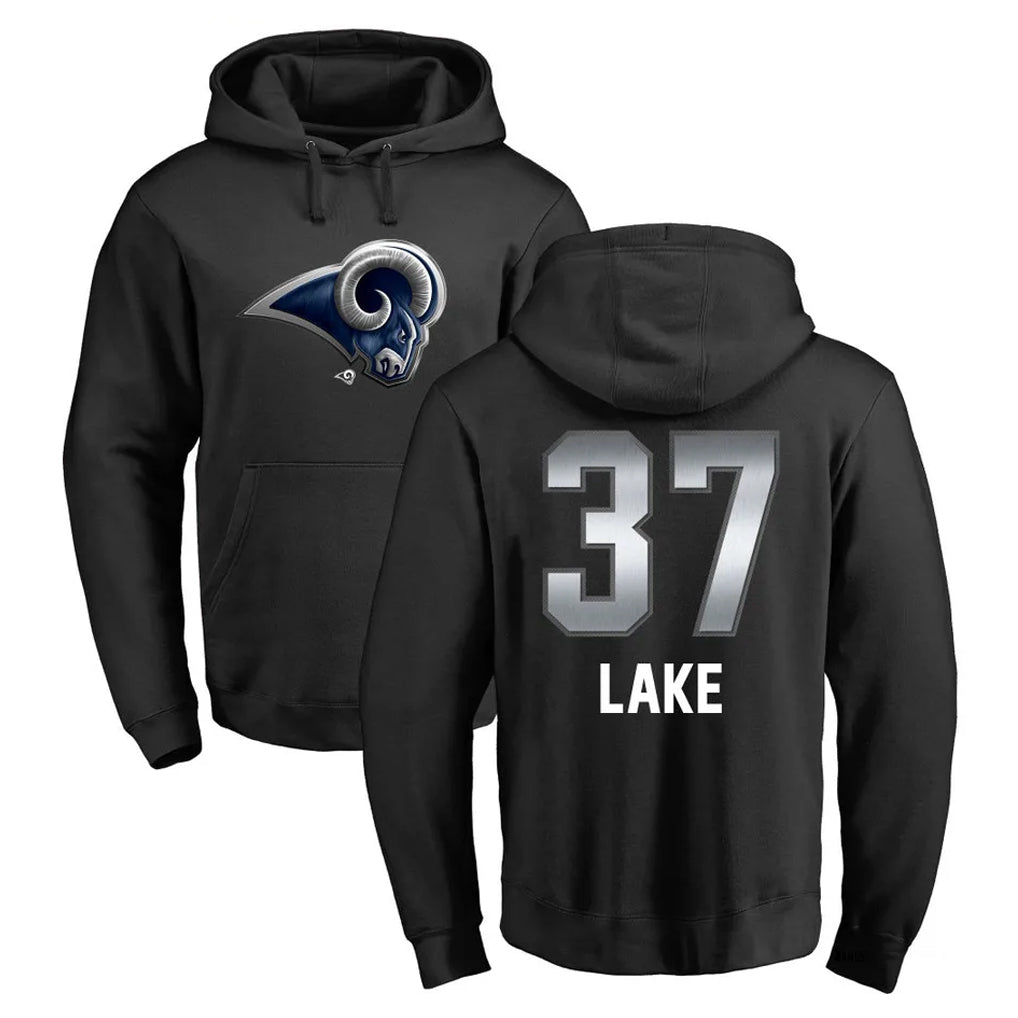 Parkc LA.Rams #37 Quentin Lake Player Black Pullover Hoodie Limited Game Stitched Jerseys