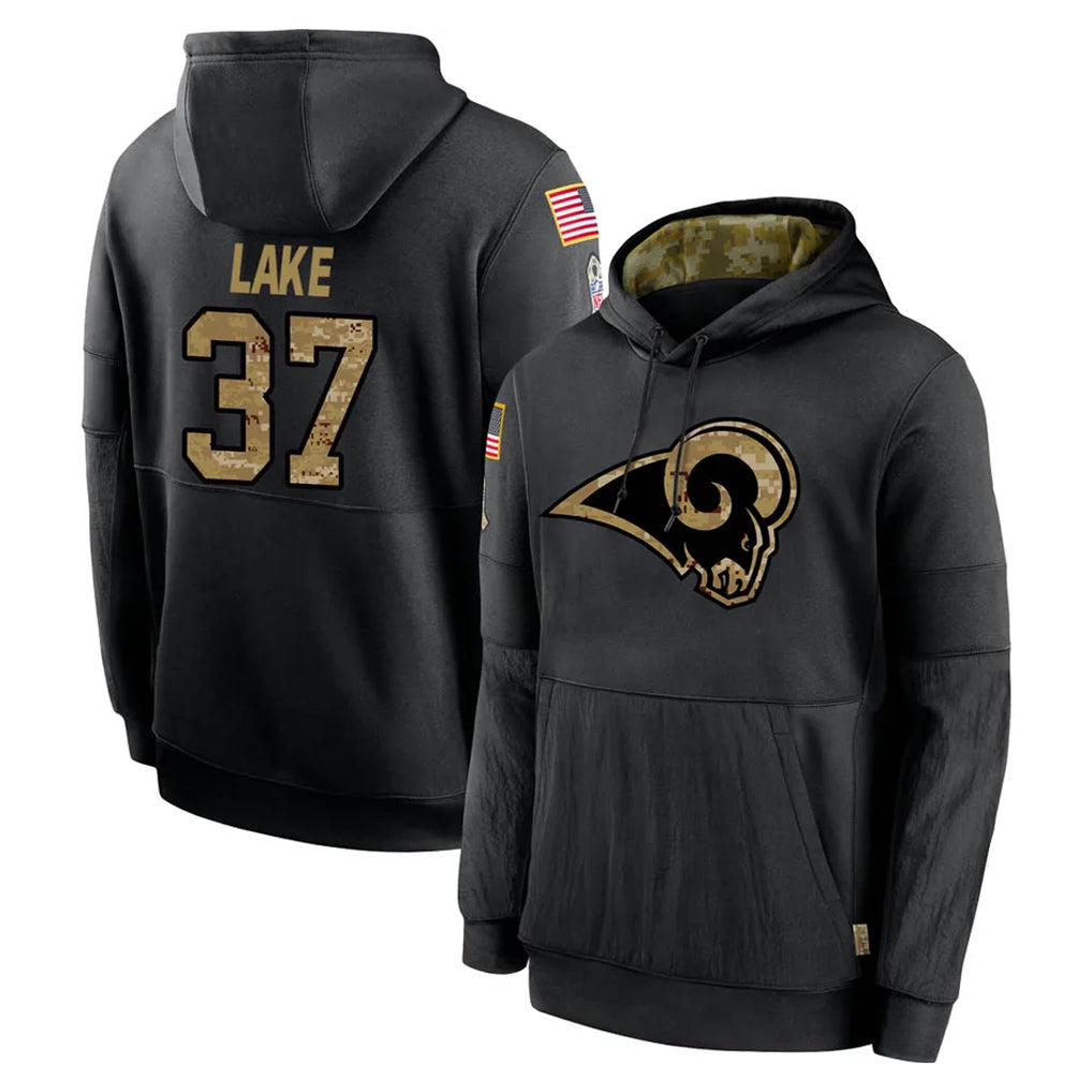 Parkc LA.Rams #37 Quentin Lake Player Black Salute to Service Hoodies Limited Game Stitched Jerseys