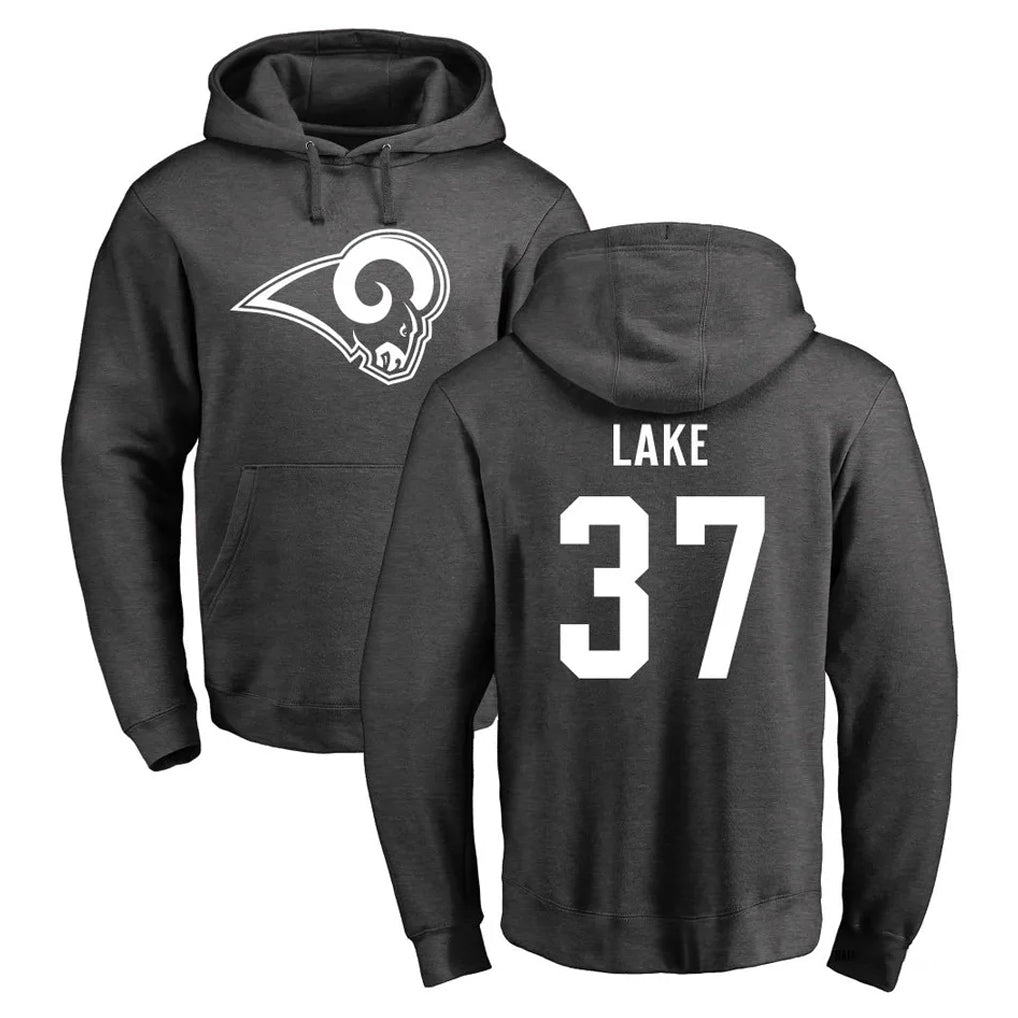 Parkc LA.Rams #37 Quentin Lake Player Gray Pullover Hoodie Limited Game Stitched Jerseys
