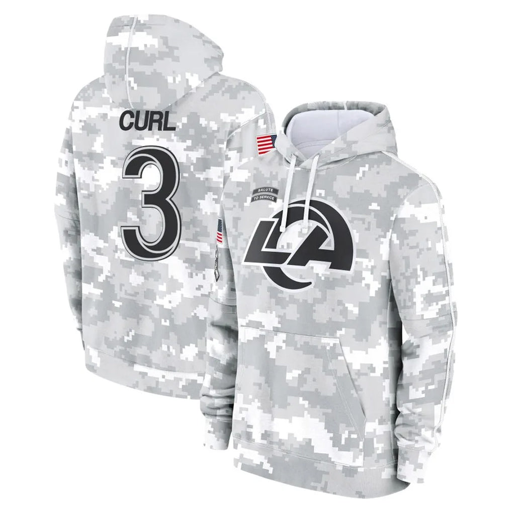 Parkc LA.Rams #3 Kam Curl Player Arctic Camo Salute to Service Hoodies Limited Game Stitched Jerseys