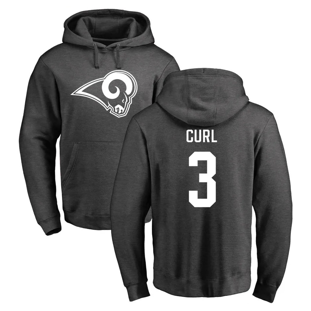 Parkc LA.Rams #3 Kam Curl Player Gray Pullover Hoodie Limited Game Stitched Jerseys