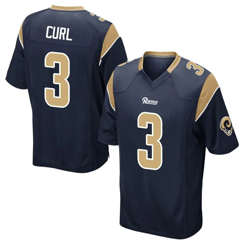 Parkc LA.Rams #3 Kam Curl Player Navy Home Game Stitched Jerseys