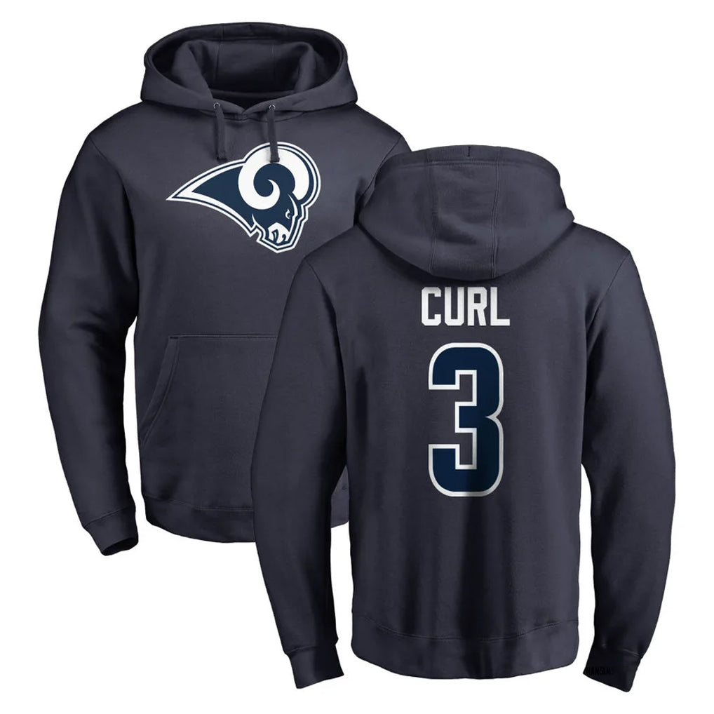 Parkc LA.Rams #3 Kam Curl Player Navy Pullover Hoodie Limited Game Stitched Jerseys