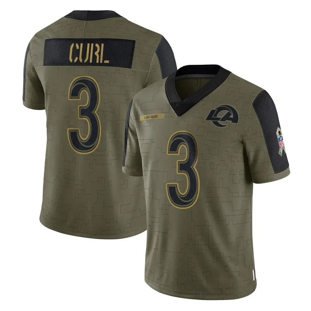Parkc LA.Rams #3 Kam Curl Player Olive Salute To Service Limited Game Stitched Jerseys