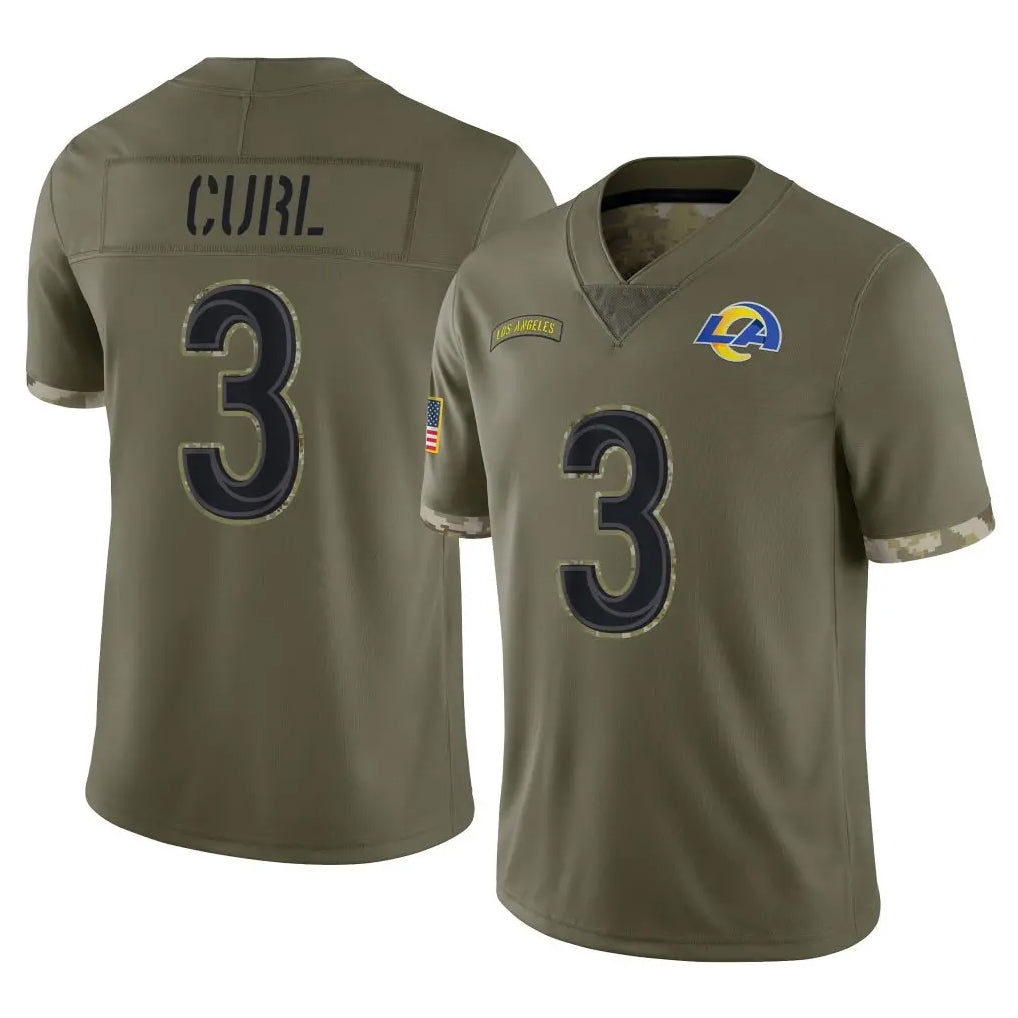 Parkc LA.Rams #3 Kam Curl Player Olive Salute To Service Limited Stitched Jerseys