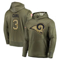 Parkc LA.Rams #3 Kam Curl Player Olive Salute to Service Pullover Hoodies Home Game Stitched Jerseys
