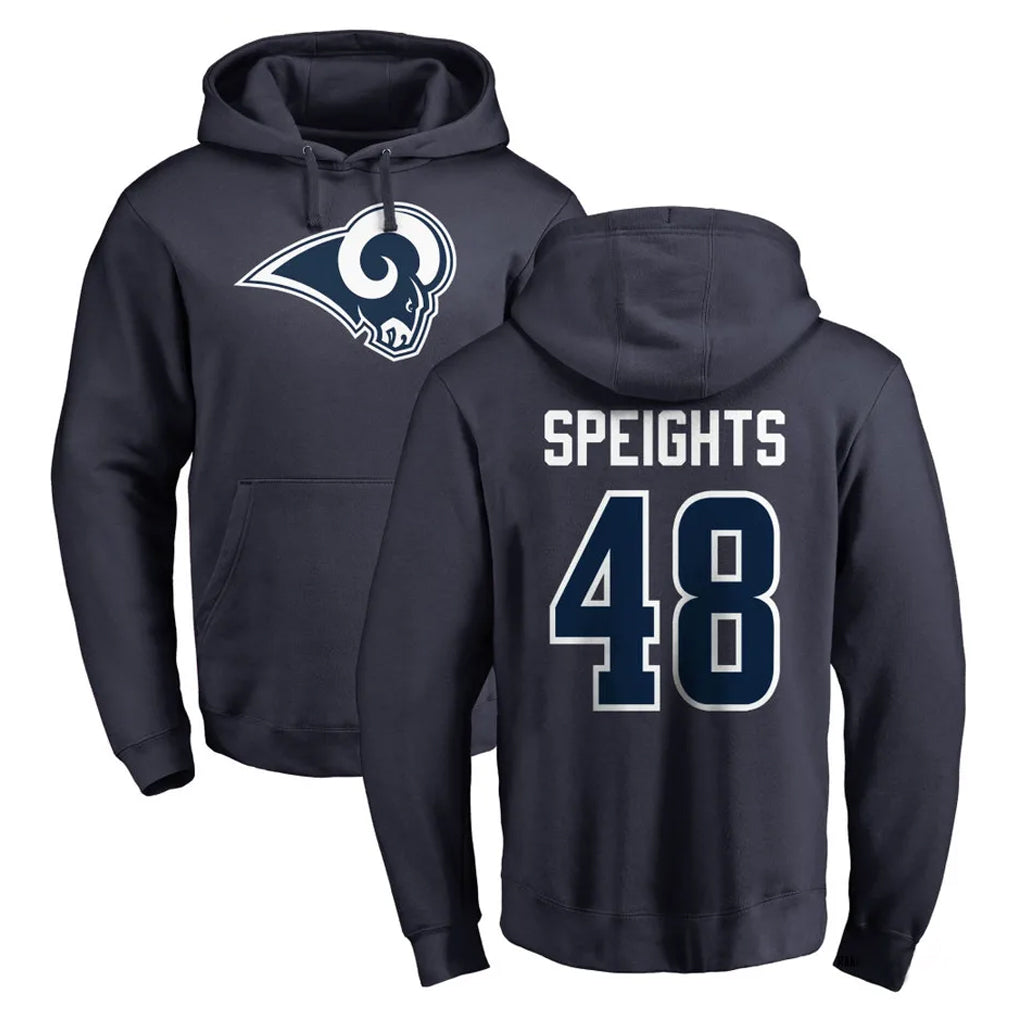 Parkc LA.Rams #48 Omar Speights Player Navy Pullover Hoodie Limited Game Stitched Jerseys